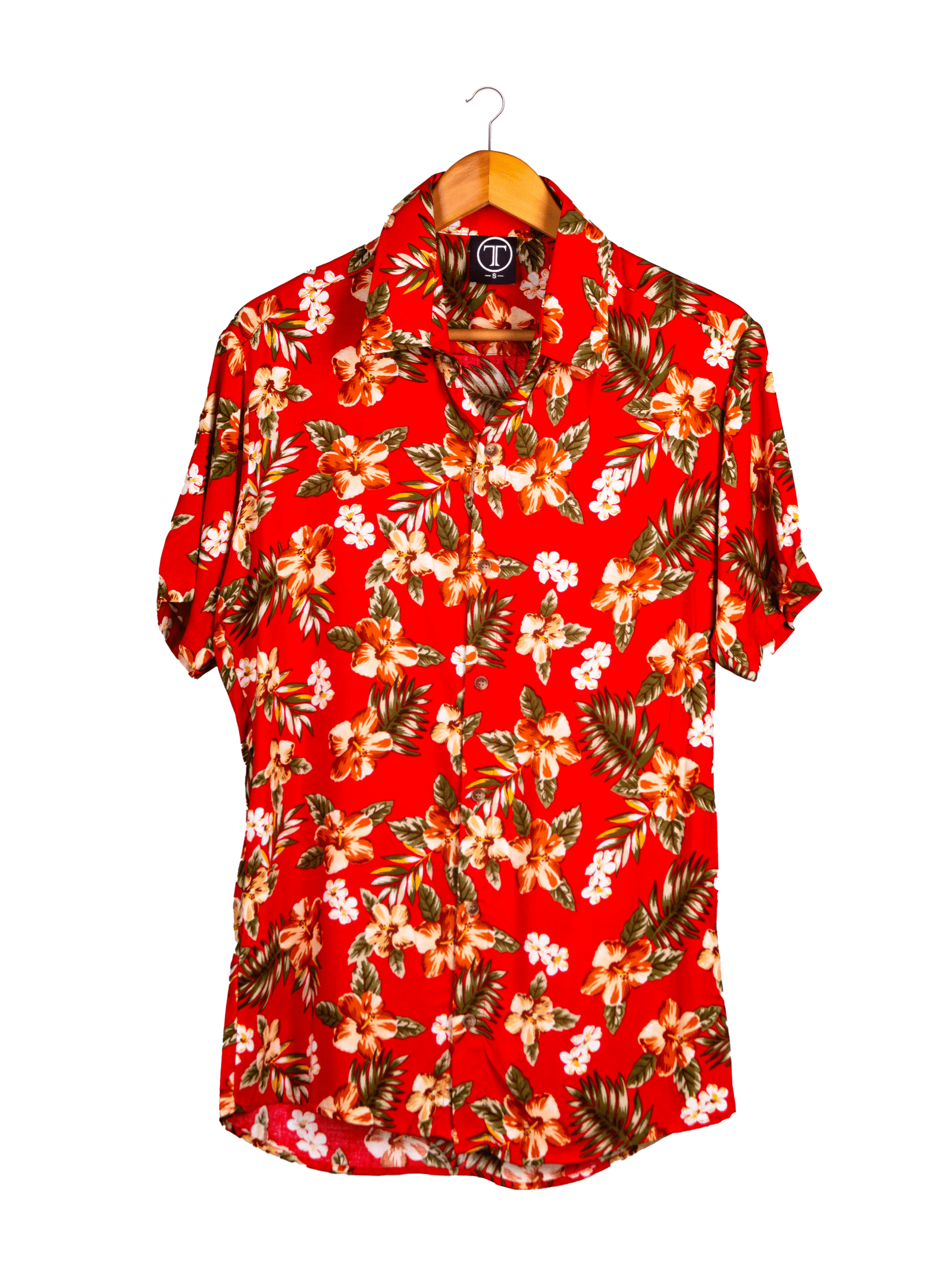 CAMISA MANGA CORTA FLOREADA ROJA