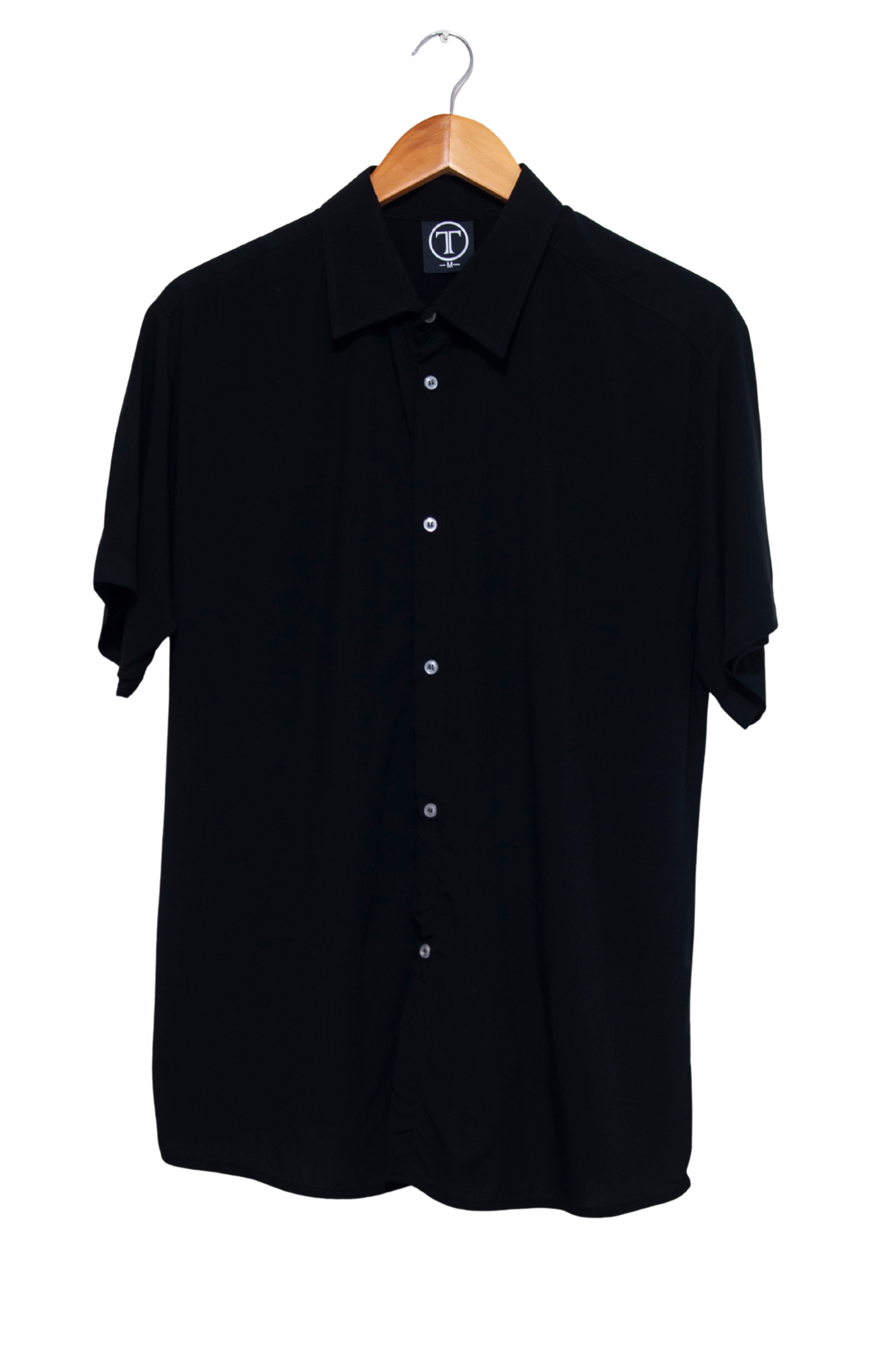 CAMISA MANGA CORTA NEGRA DE CHALIS